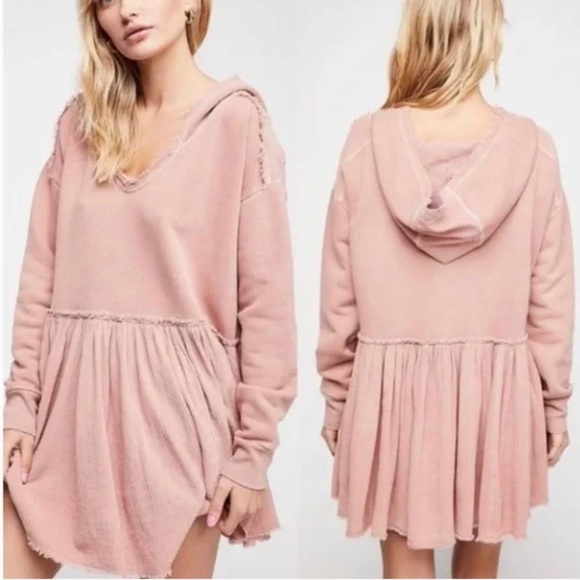 Free People 🌾💕💤 Summer Dreams Peplum Hoodie Pullover Sweatshirt - Picture 1 of 10